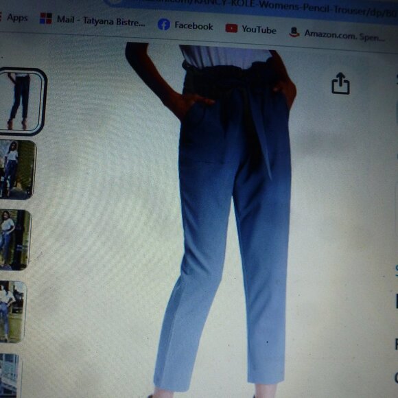 KANCY KOLE High Waist Paper Bag w/Pockets &Tie, Stretch Cropped Trousers  Sz 2XL - Picture 13 of 13